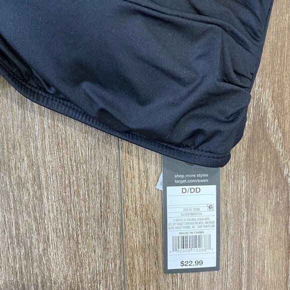 Mossimo Black Bandeau Bikini Top D/DD Swimwear With Adjustable Strap NWT - Picture 2 of 5